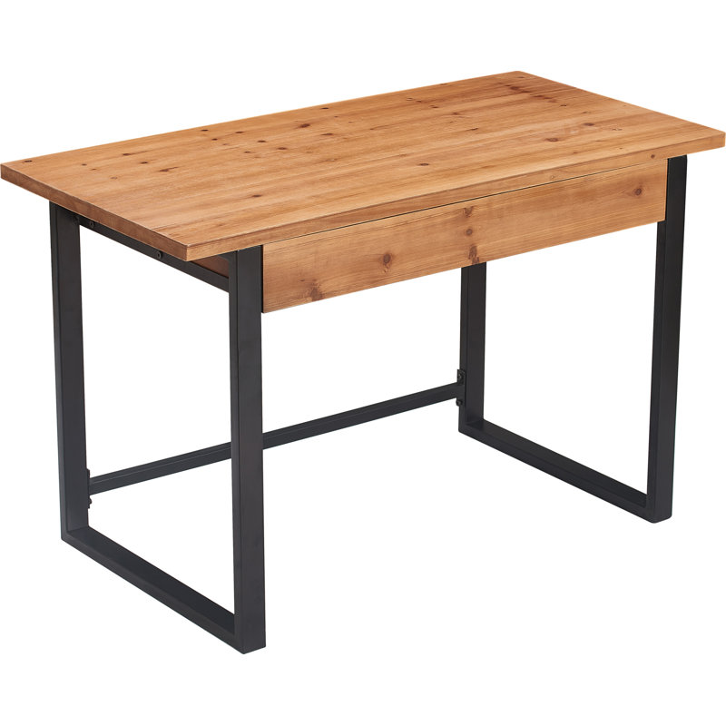 Bureau d'écriture avec tiroir de rangement pleine longueur Serta Leighton, style rustique moderne, plateau de table en bois massif naturel