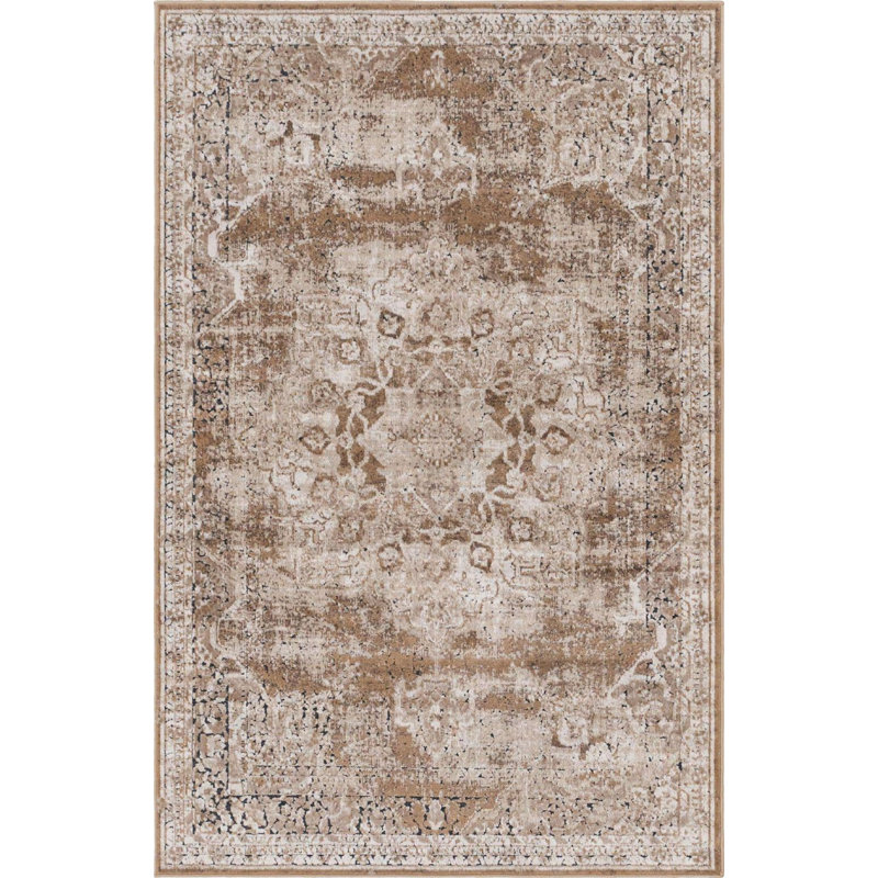 Tapis transitionnel Parrado de couleur blond, Rectangle 4 pi x 6 pi