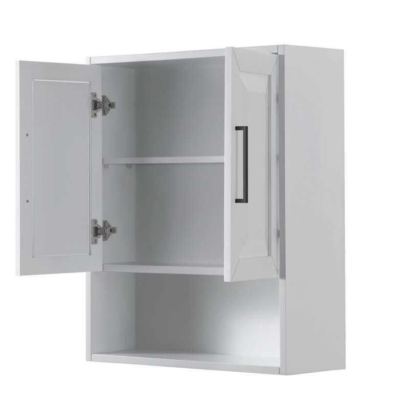 Daria Bathroom Cabinet, White/Matte Black Trim