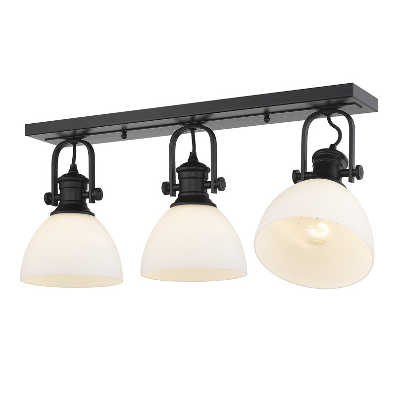 Bales Glass Semi Flush Mount, Opal Glass, Matte Black