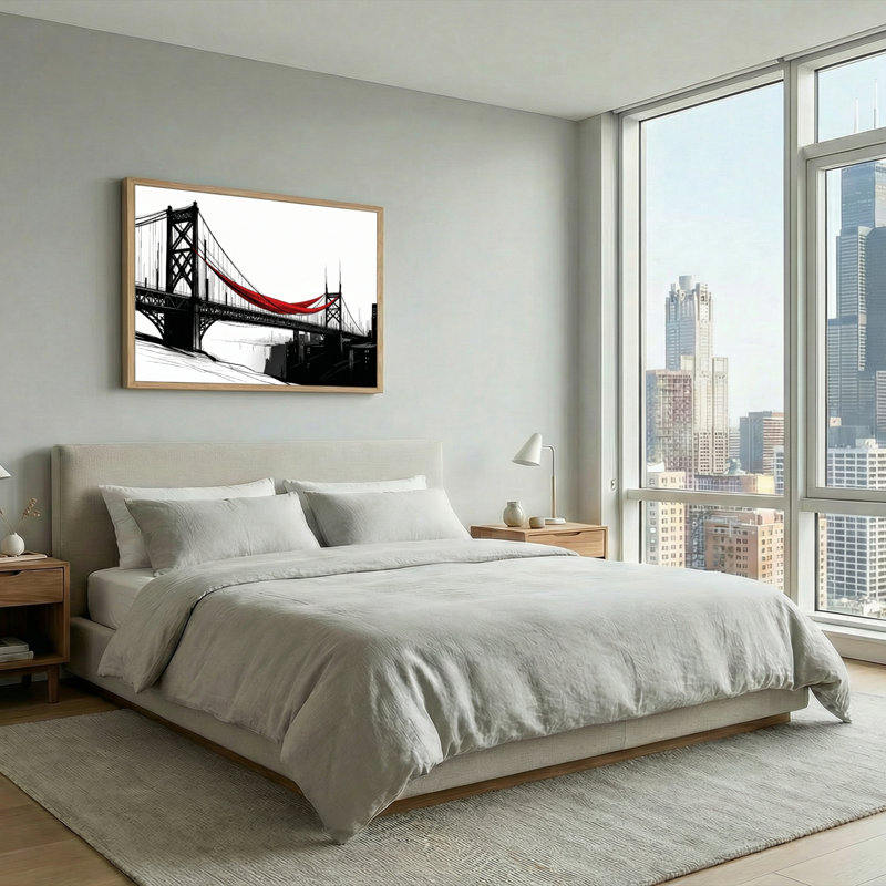 Ensemble de 1 tableau sur toile représentant un pont, H 28 po x l 40 po, Natural