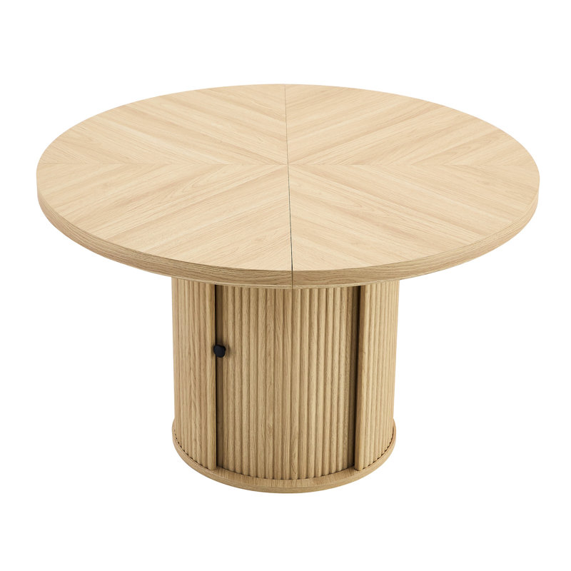 Table ronde de 47,2 pouces avec une conception à deux couches, une élégante colonne romaine, un grain de bois facile d'entretien, idéal pour les repas de famille