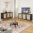 Sideboard Buffet Cabinet With 3 Rattan Doors,Modern Kitchen Storage Console Cabinet For Entryway Living Room (Large,Black)-1116573489-1116573488