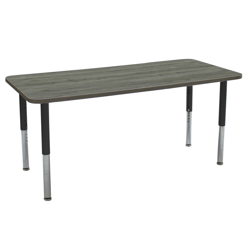 Table d'activité rectangulaire avec pieds réglables La Madera, 30 po x 72 po, Super, Bois gris / noir