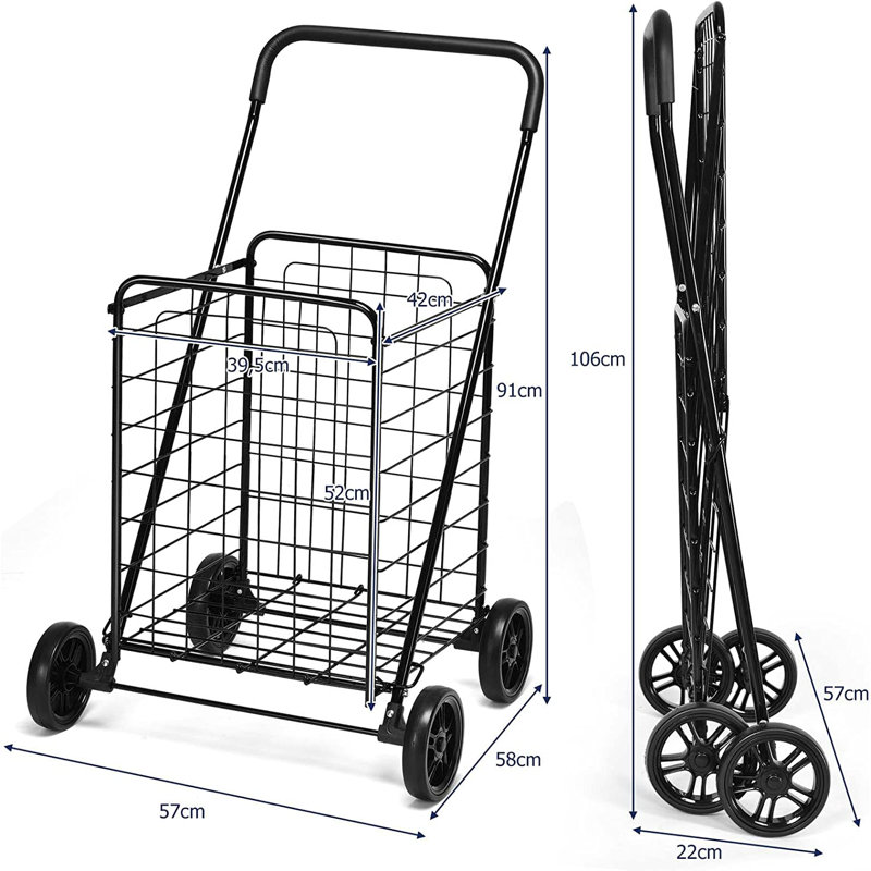 Alexanne 91cm H x 57cm W x 58cm D 35kg Hand Truck Trolley, Black