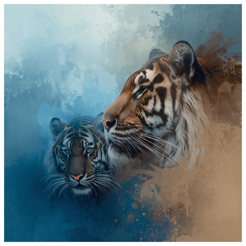 Rideaux de douche Tigers In Abstract Art, 70in W x 84in H