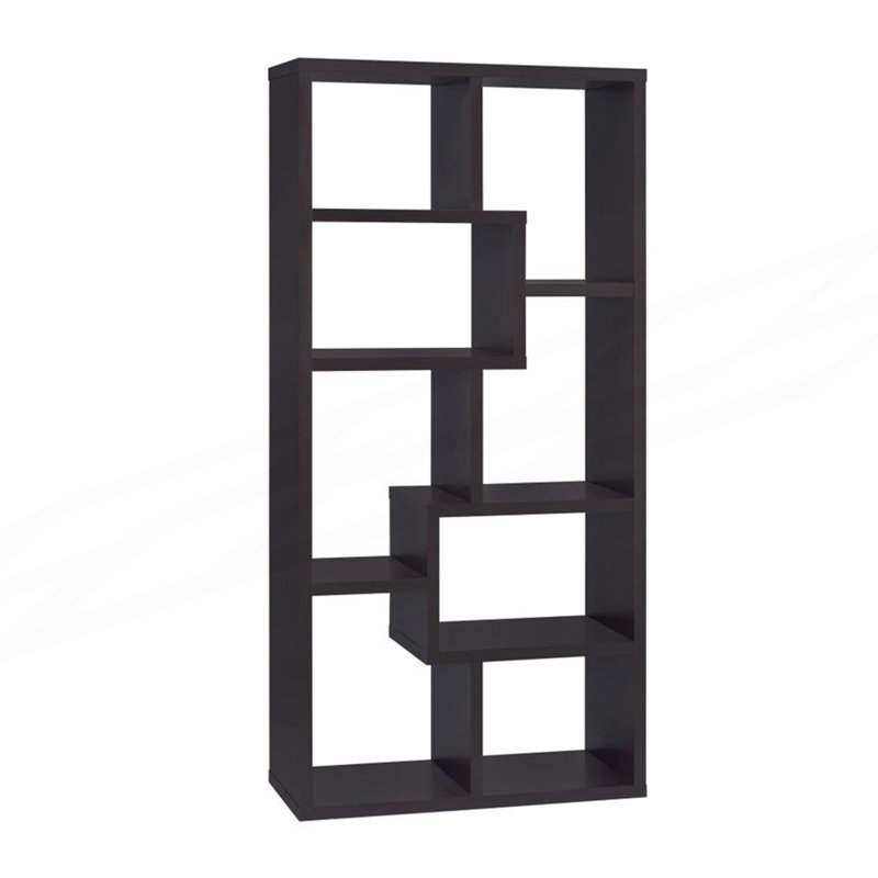 Multiple Geometric Rectangular 10-shelf Bookcase