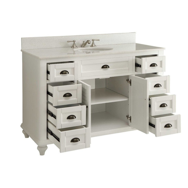 Evelyn 49'' Single Bathroom Vanity with Marble Top, White