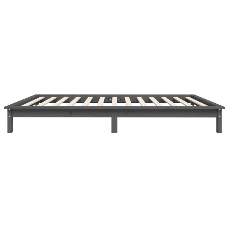 Bed Frame Solid Wood, grey, Single (3')
