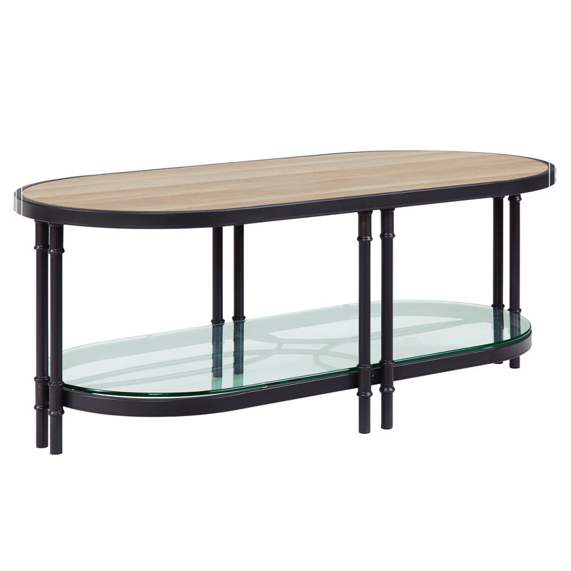 Brantley 1-Shelf Coffee Table in Oak and Sandy Black