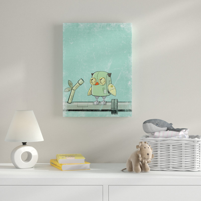 « blue hibou », art sur toile, H 19 po x l 14 po x P 2 po