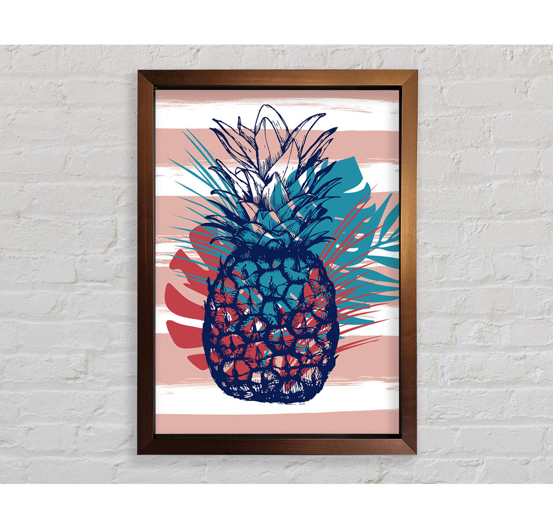 Pop Art Ananas Palmblätter - Einzelner Bilderrahmen Kunstdrucke