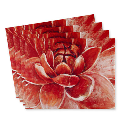 Red Chrysanthemum Polyester Andaluss Set of 4 - Home Decor