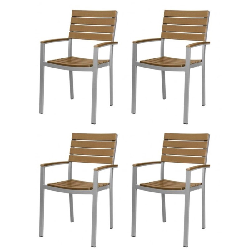 Chaise de patio empilable Vienna, Teck