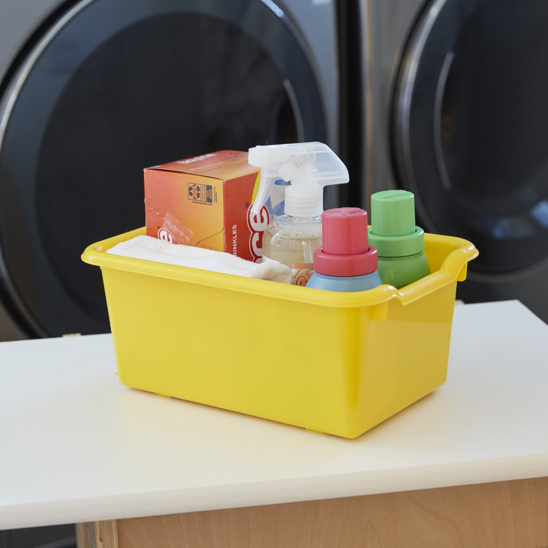 Yellow Stackable Plastic Kids Storage Bins, Set of 10