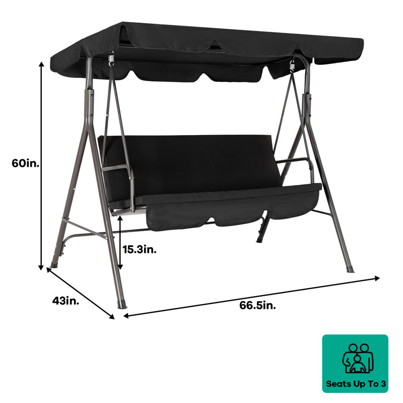 Balancelle d'extérieur avec support, Noir
