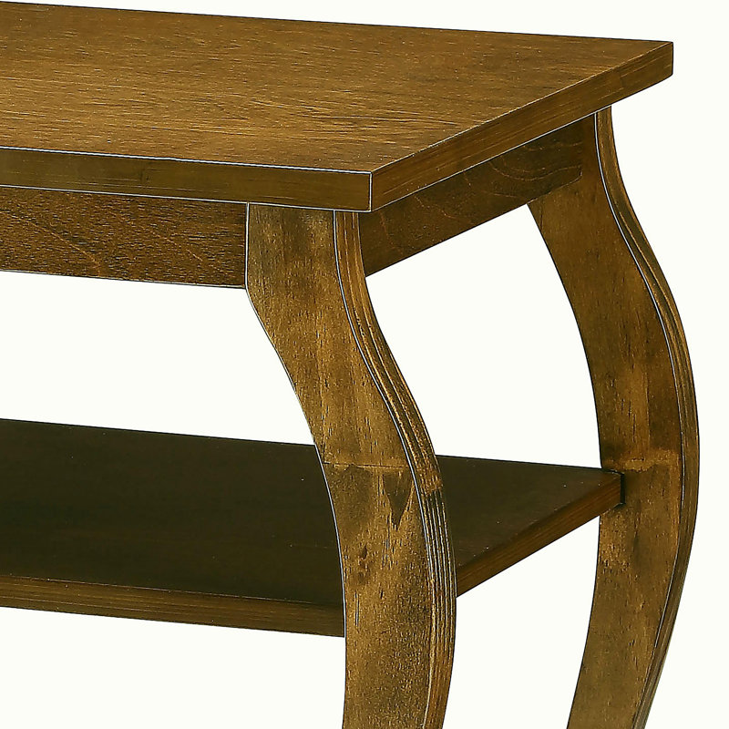 Table de bout carrée avec 2 tablettes, Noyer