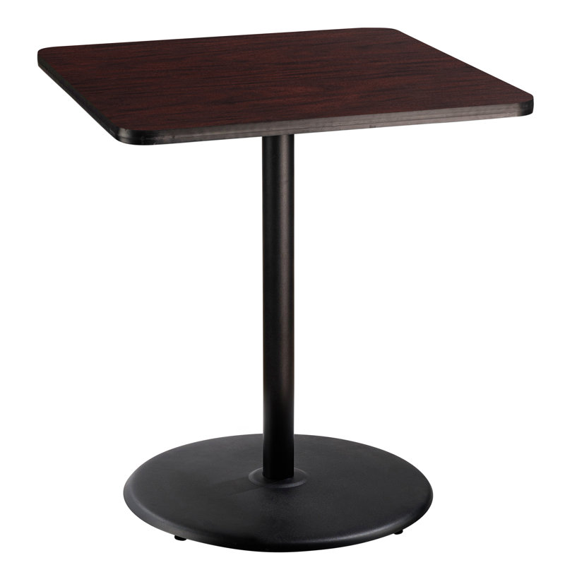 Table carrée pour salle de pause, H 42 po x L 36 po x l 36 po, Noir, Acajou