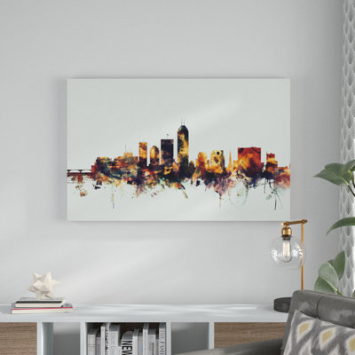 'Indianapolis Indiana Skyline' Graphic Art Print on Canvas
