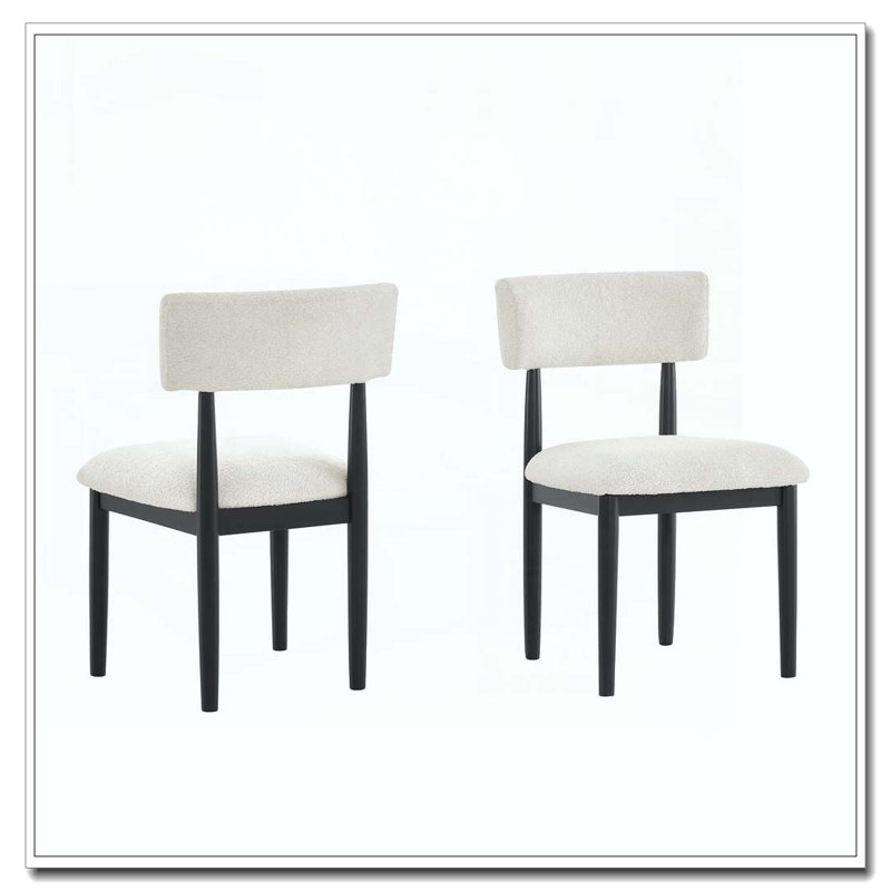 Chaises de salle à manger rembourrées Boucle, Noir