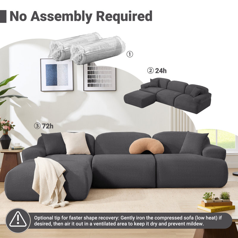 Canapé modulaire 118,5 po Comfy Cloud, Chenille gris foncé