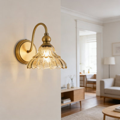 Applique murale moderne noire avec abat-jour en verre à motif pressé, luminaire de meuble-lavabo rétro pour salle de bain, chambre à coucher et décor de maison de campagne, luminaire en métal 1 lumière
