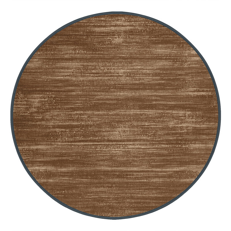 Machine Washable Solid Brown Area Rug, Round 5'