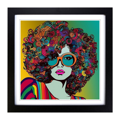 Woman with Affro Pop Art - Framed Print