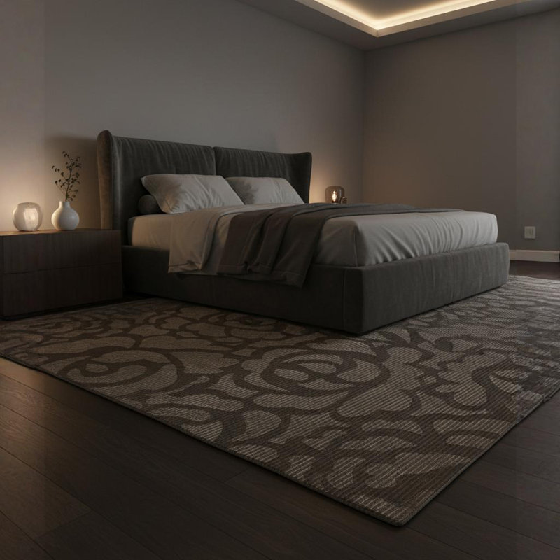 Fye Authentic Hand-Tufted Handmade Chocolate, Taupe & Beige Modern Oversized Floral Wool & Artificial Silk Area Rug