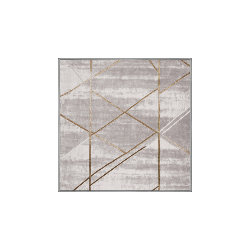 Tapis gris lavable à la machine, Carré 5 pi