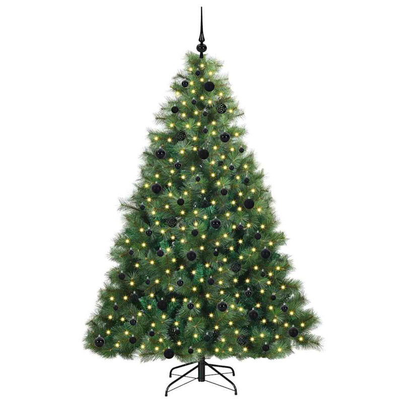  Artificial Christmas Tree with 300 LEDs  PE and PVC, 6.89' H, Black