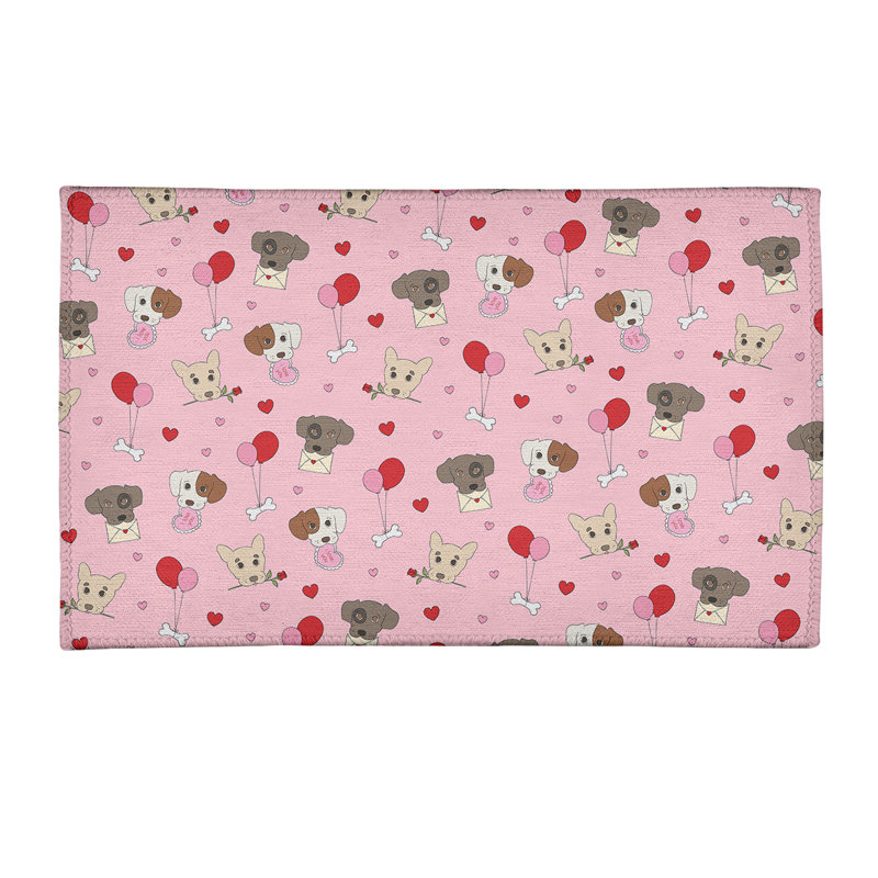 Tapis rose/rouge/gris fait main, Rectangle 4 pi x 6 pi