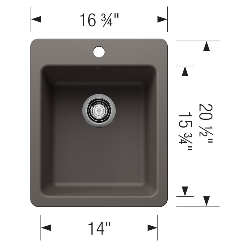Liven SILGRANIT 17" Dual Mount Bar Sink, Volcano Gray