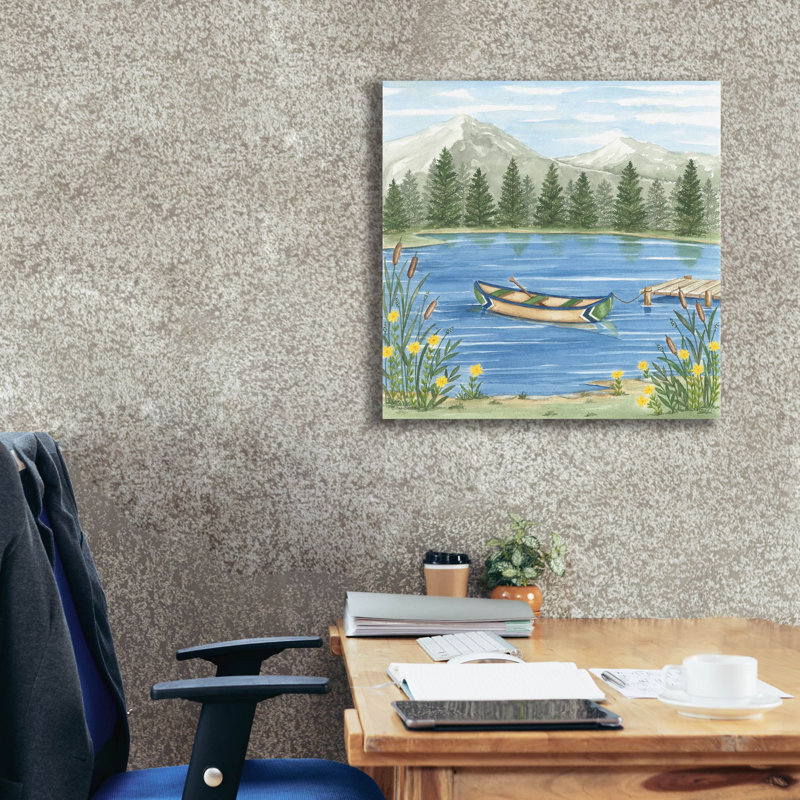  «Canoeing On The Lake» par Deb Strain, art mural sur toile, 26 po x 26 po, H 26 po x l 26 po