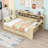 Wood 2 Drawers Daybed with Built-in Desk and Storage Shelves-164052772-164052769