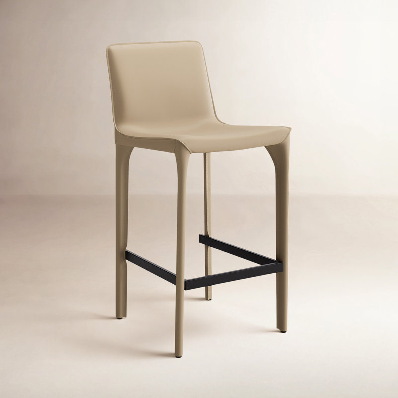 Tabouret de bar H 26 po entièrement assemblé, tabouret de bar rembourré en cuir Saddle avec siège rembourré, tabouret de bar à hauteur de comptoir avec repose-pieds à structure métallique pour comptoir de bar pour îlot de cuisine, kaki