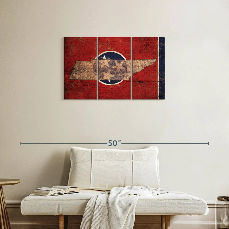 «State Map Over Tennessee Flag», reproduction sur toile, H 20 po x l 33 po x P 1,25 po
