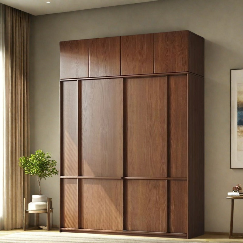 Garde-robe simple à pousser et tirer rétro, H 98,43 po x l 70,87 po x P 23,62 po