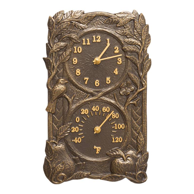 Horloge murale fruits et oiseaux, Bronze français