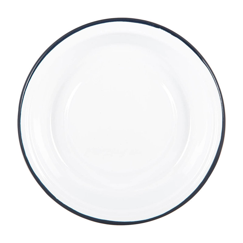 Argon Tableware - White Enamel Deep Bowls - 22.5cm - Navy
