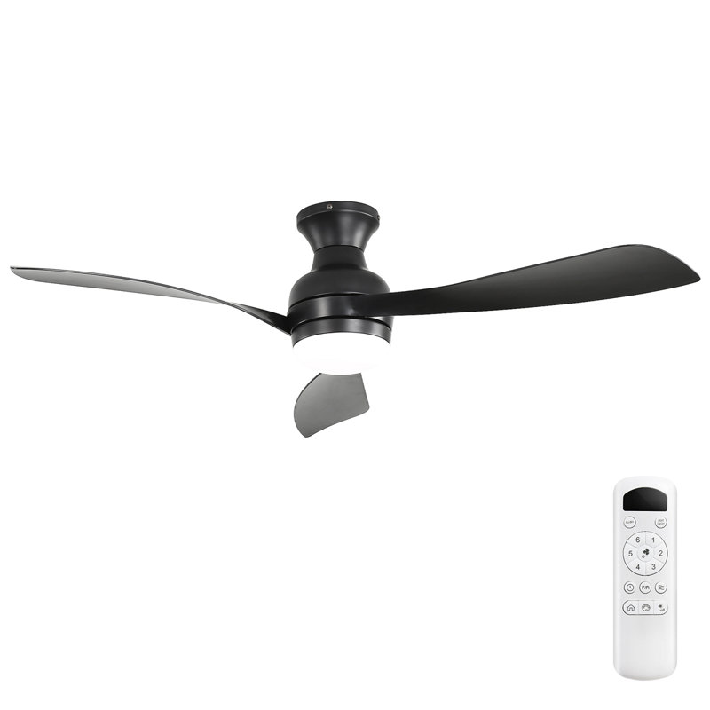 Sofucor 1 PC 52-Inch Fulsh Mount Ceiling Fan With Light,18W LED Dimmable Light With Memory Function,DC Motor,1/4/8H Timer Setting