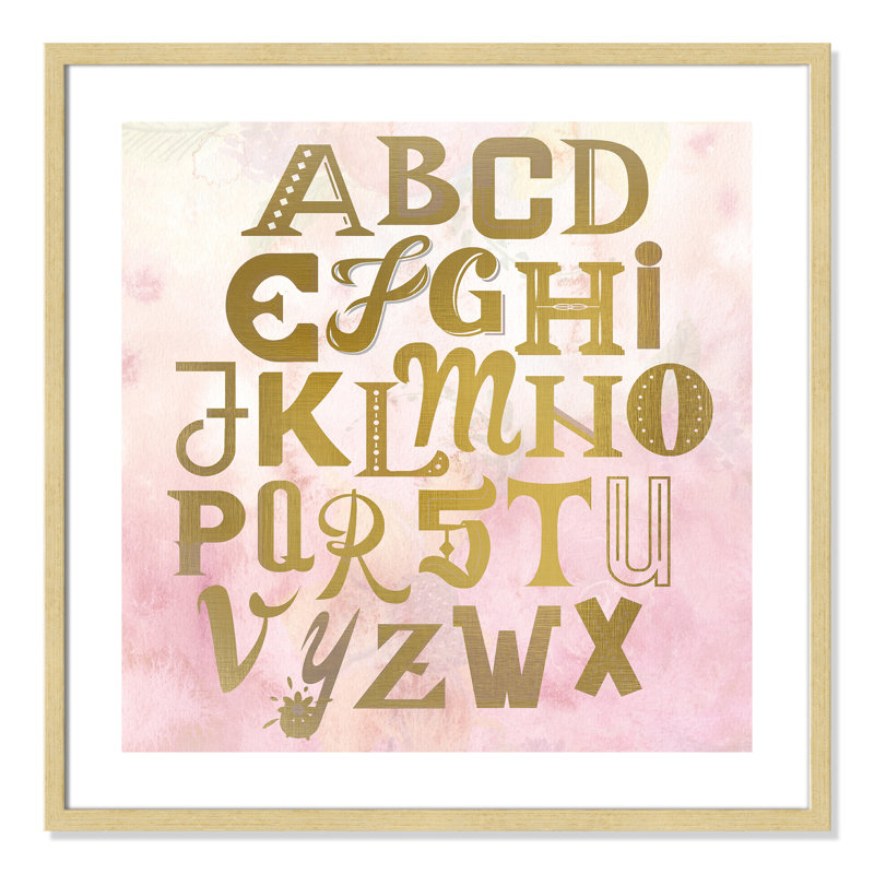 Abc Pink ', impression sur papier, Encadré de boîte champagne clair, H 12 po x l 12 po x P 1,18 po