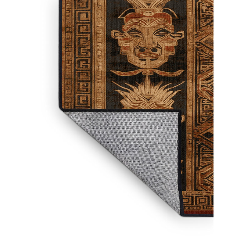 Tapis noir Art Deco lavable à la machine
