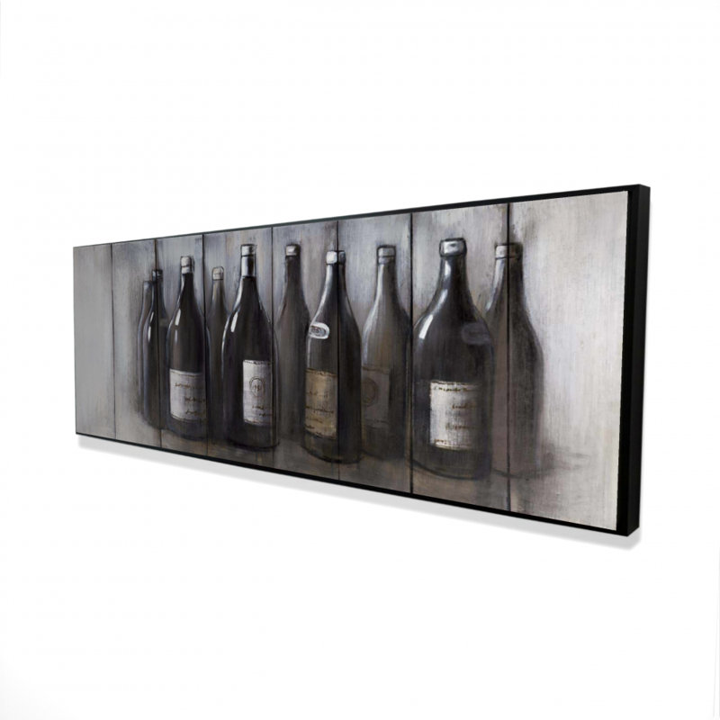 Bouteilles rétro - toile moderne brune encadrée