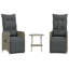  Ensemble de 2 chaises de jardin inclinables en PE gris, acier thermolaqué