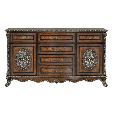 Devany 6 Drawers & 2 Doors Dresser, Cherry Finish by One Allium Way