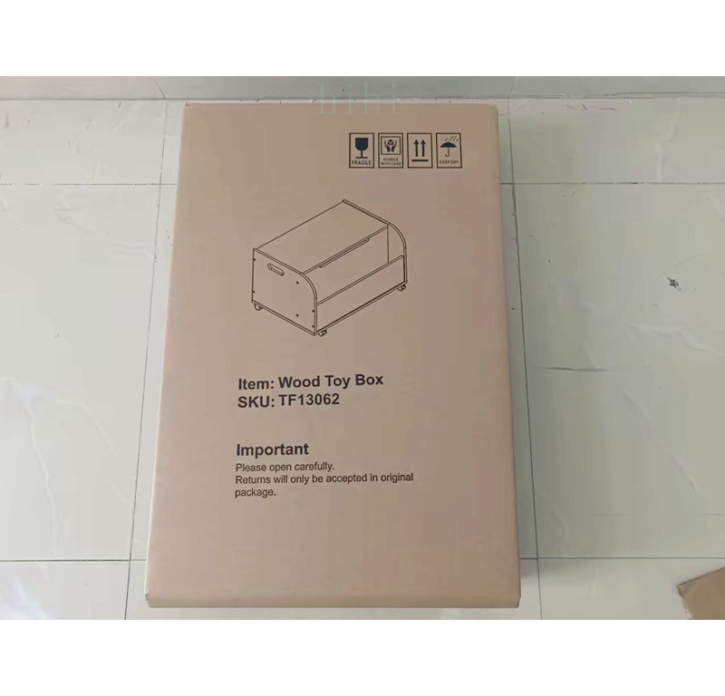 Boîte à jouets en bois avec 4 roues universelles, rangement pour enfants avec bibliothèque avant et couvercle rabattable pour l'organisation de la salle de jeux