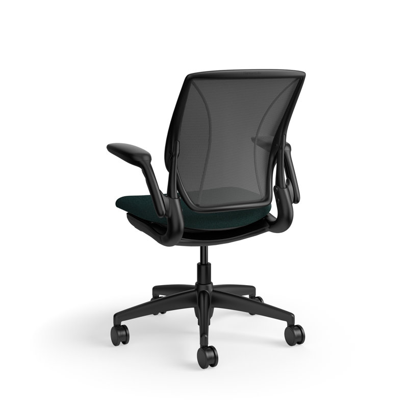 World LM, Ergonomic Task Chair with Poppy Seed Backrest, and  Autumn Upholstered Seat, Green Fabric, Black, Dark Gray Mesh