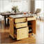 Îlot de cuisine durable en bambou avec plateau en acier inoxydable, chariot mobile avec tiroirs, armoire et porte-serviettes pour la salle à manger et le bar