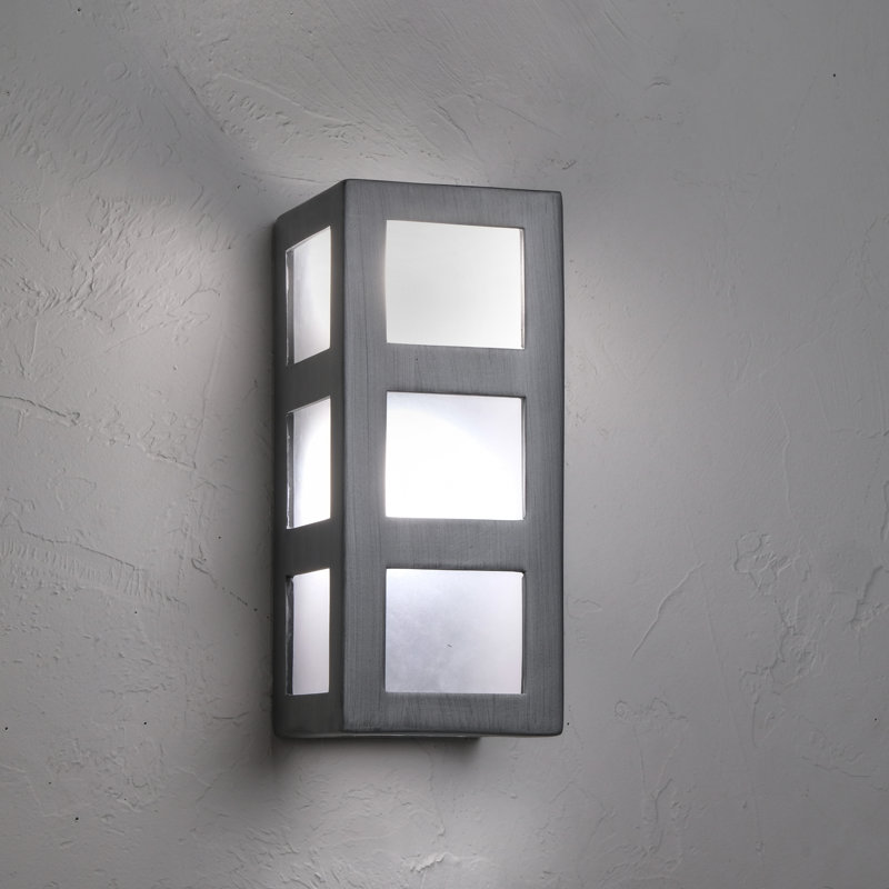 Coan Ceramic Outdoor Wall Light, LED Bulb Included, 12.5" H x 5" W x 5" D, Rubbed Pewter
